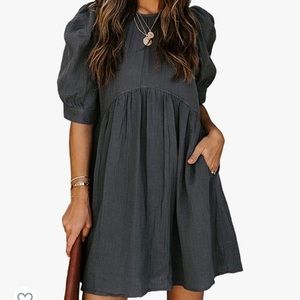Women’s V-Neck Ruffle Loose Dress with Pockets